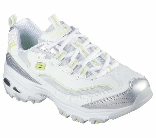 D039Lites 8211 Chromatic White Silver Lime Women SKECHERS Lace Up