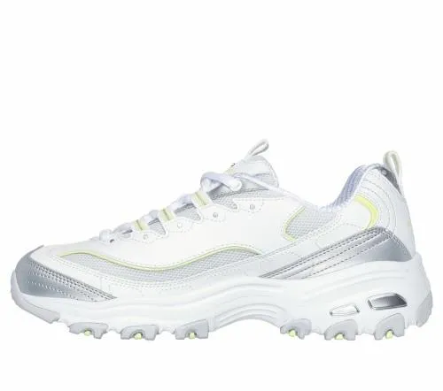 D039Lites 8211 Chromatic White Silver Lime Women SKECHERS Lace Up