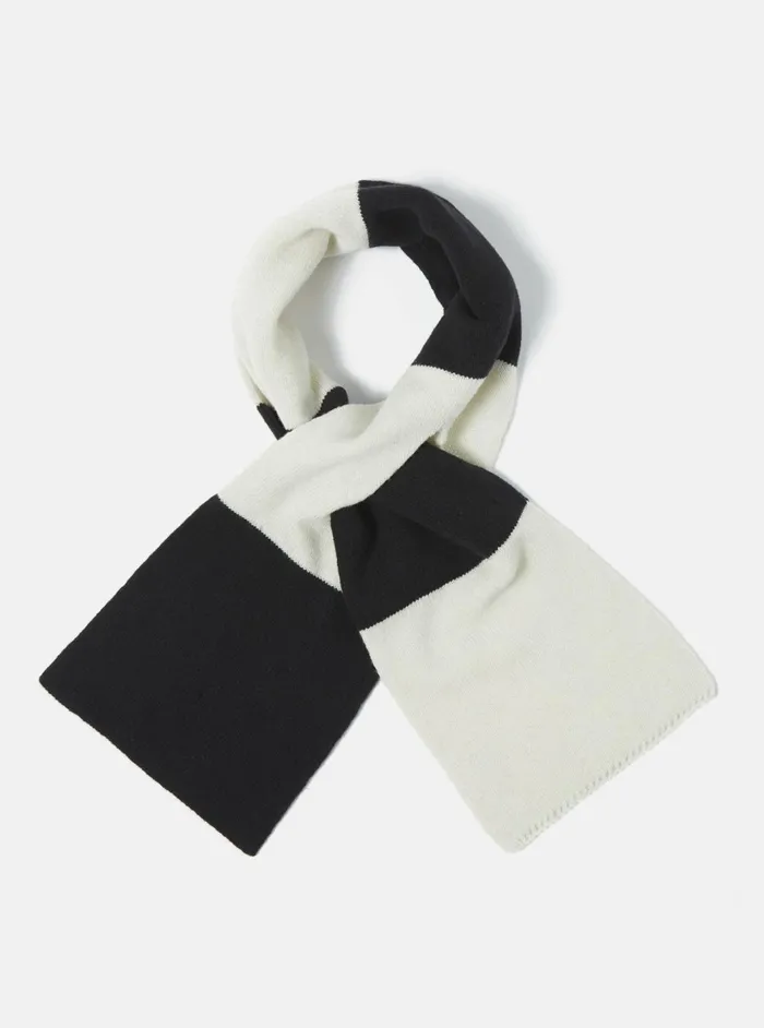 Deluxe Football Scarf In EcruBlack Soft Wool Men Universal Works Scarves