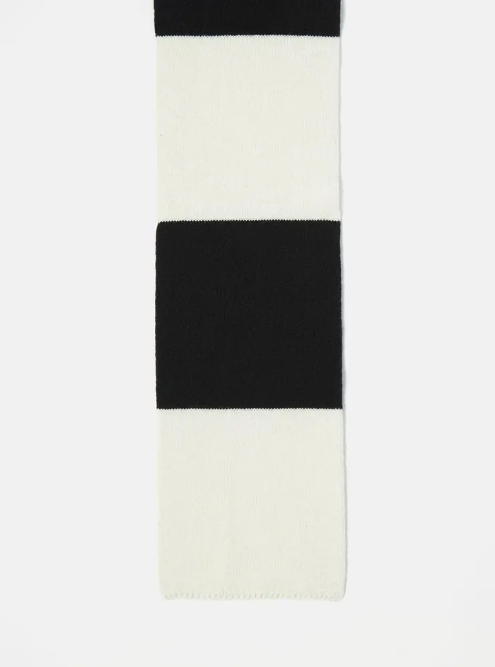 Deluxe Football Scarf In EcruBlack Soft Wool Men Universal Works Scarves