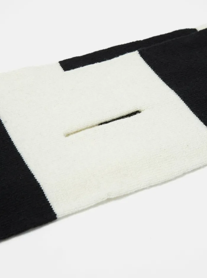 Deluxe Football Scarf In EcruBlack Soft Wool Men Universal Works Scarves