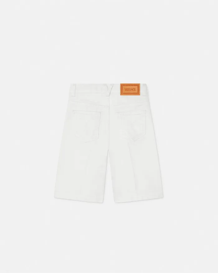 Denim Kids Versace Denim Bermuda Shorts White
