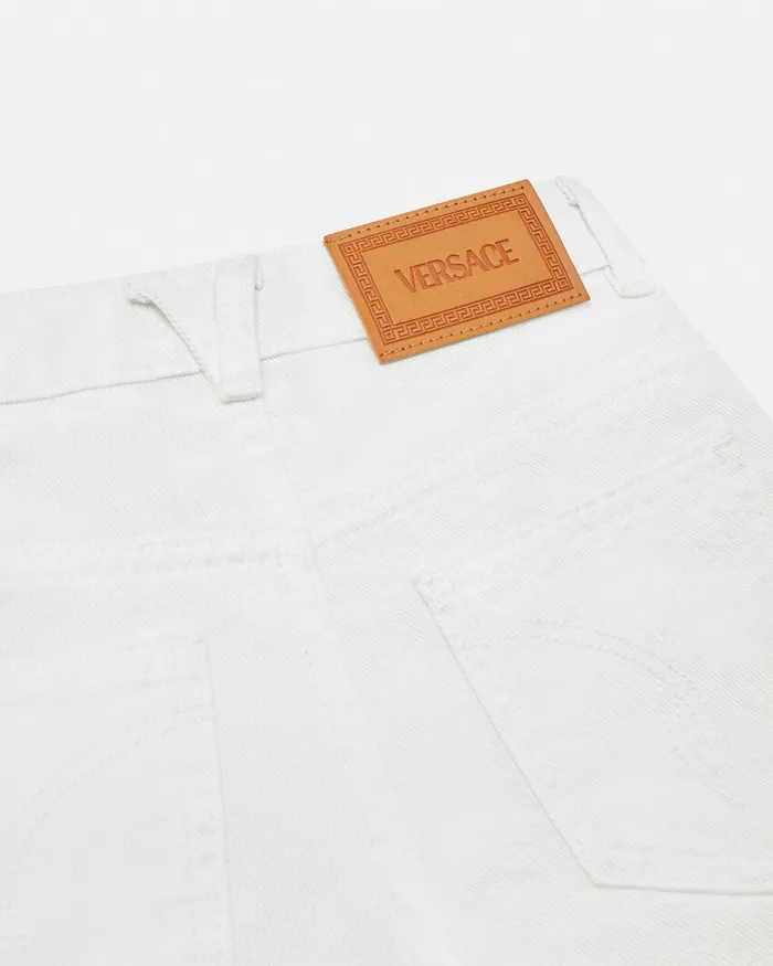 Denim Kids Versace Denim Bermuda Shorts White