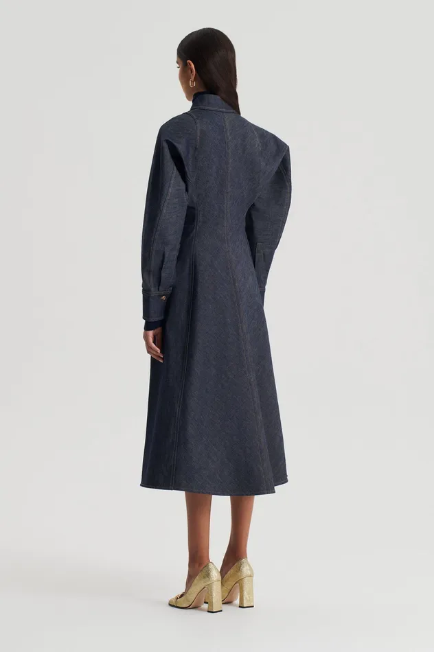 Denim Scanlan Theodore Women DENIM COCOON SLEEVE MIDI DRESS INDIGO B Denim Scanlan Theodore Women DENIM COCOON SLEEVE MIDI DRESS INDIGO B