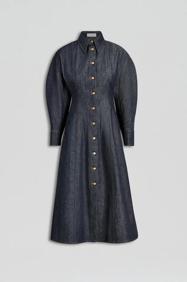 Denim Scanlan Theodore Women DENIM COCOON SLEEVE MIDI DRESS INDIGO B Denim Scanlan Theodore Women DENIM COCOON SLEEVE MIDI DRESS INDIGO B
