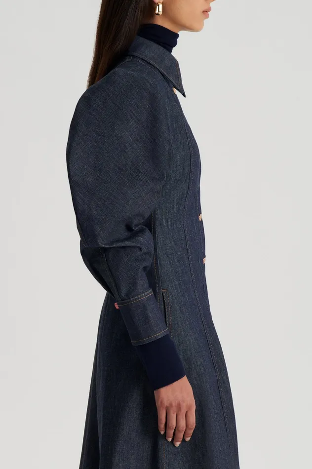 Denim Scanlan Theodore Women DENIM COCOON SLEEVE MIDI DRESS INDIGO B Denim Scanlan Theodore Women DENIM COCOON SLEEVE MIDI DRESS INDIGO B