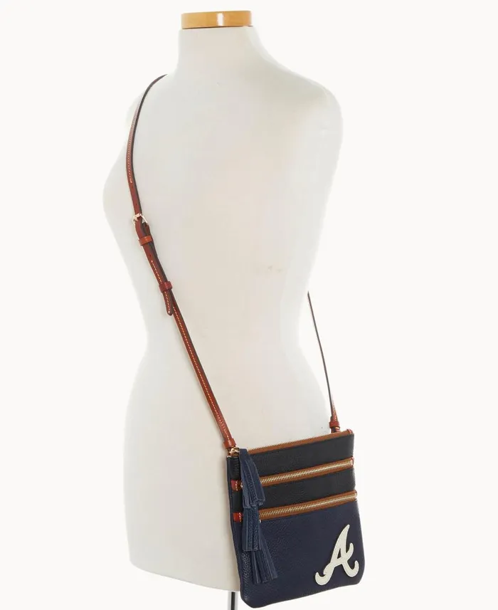 Dooney and Bourke Crossbodies MLB Braves Triple Zip Crossbody Braves 8211 WomenMen Dooney and Bourke Crossbodies MLB Braves Triple Zip Crossbody Braves 8211 WomenMen