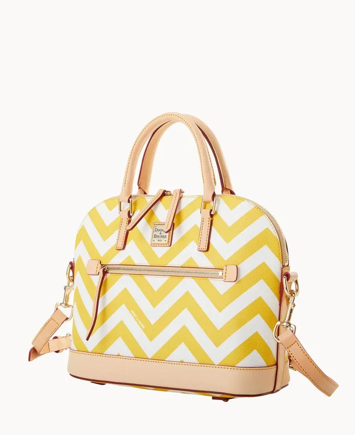 Dooney and Bourke Satchels Chevron Domed Zip Satchel Yellow 8211 WomenMen