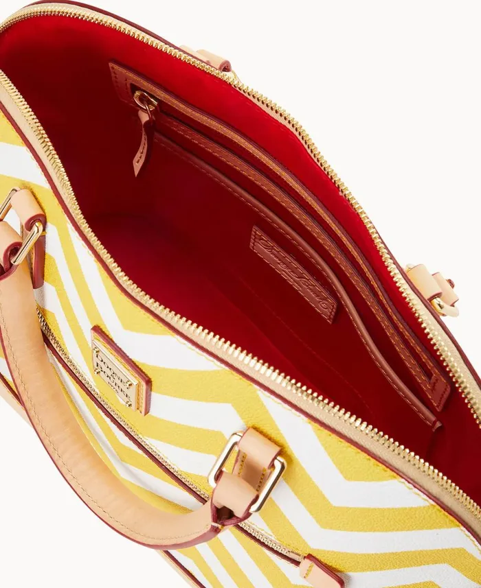 Dooney and Bourke Satchels Chevron Domed Zip Satchel Yellow 8211 WomenMen