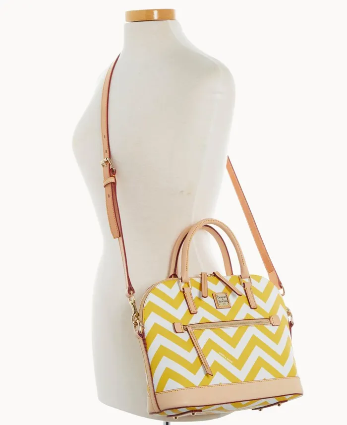 Dooney and Bourke Satchels Chevron Domed Zip Satchel Yellow 8211 WomenMen