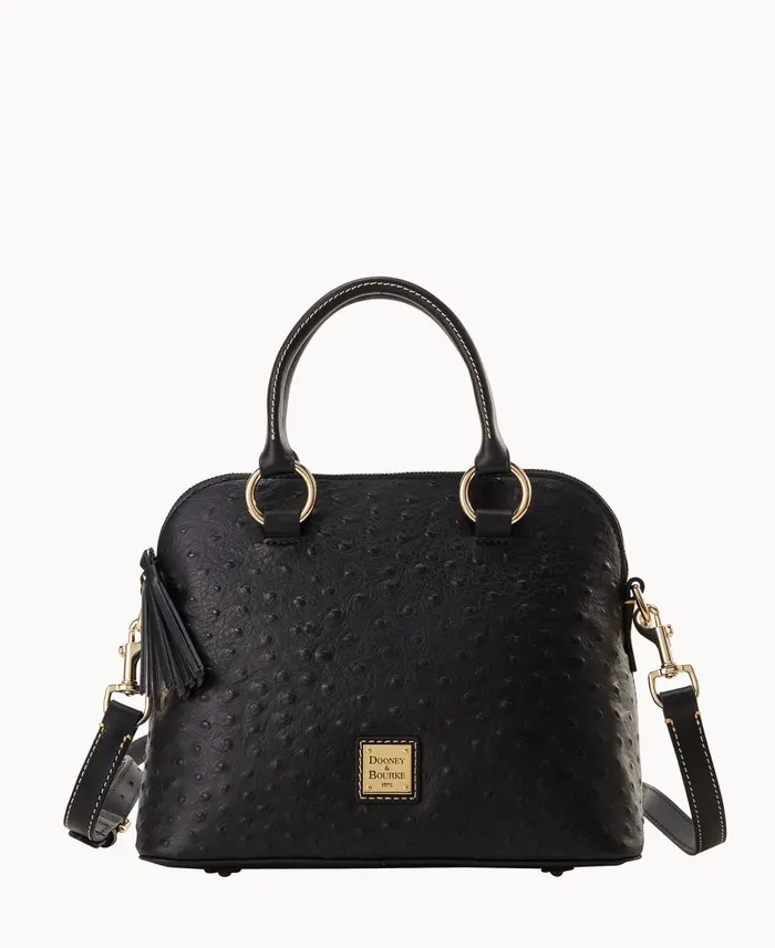 Dooney and Bourke Satchels Ostrich Domed Satchel Black 8211 WomenMen