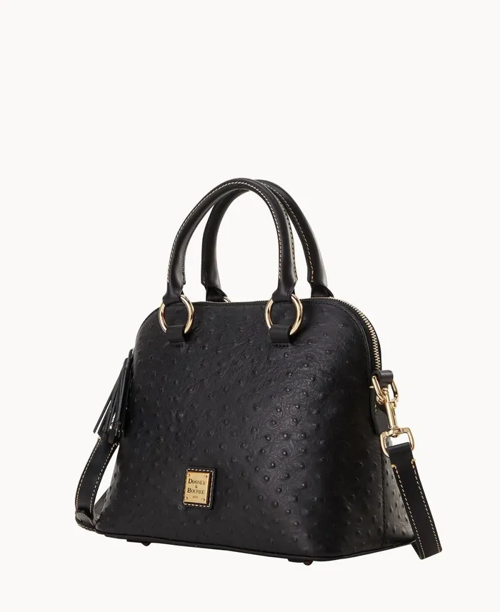 Dooney and Bourke Satchels Ostrich Domed Satchel Black 8211 WomenMen