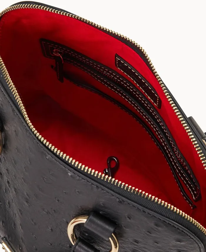 Dooney and Bourke Satchels Ostrich Domed Satchel Black 8211 WomenMen