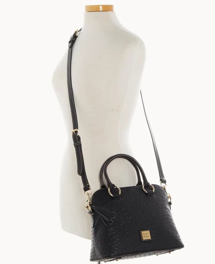 Dooney and Bourke Satchels Ostrich Domed Satchel Black 8211 WomenMen
