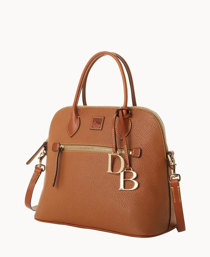 Dooney and Bourke Satchels Pebble Grain Large Domed Satchel Caramel 8211 WomenMen