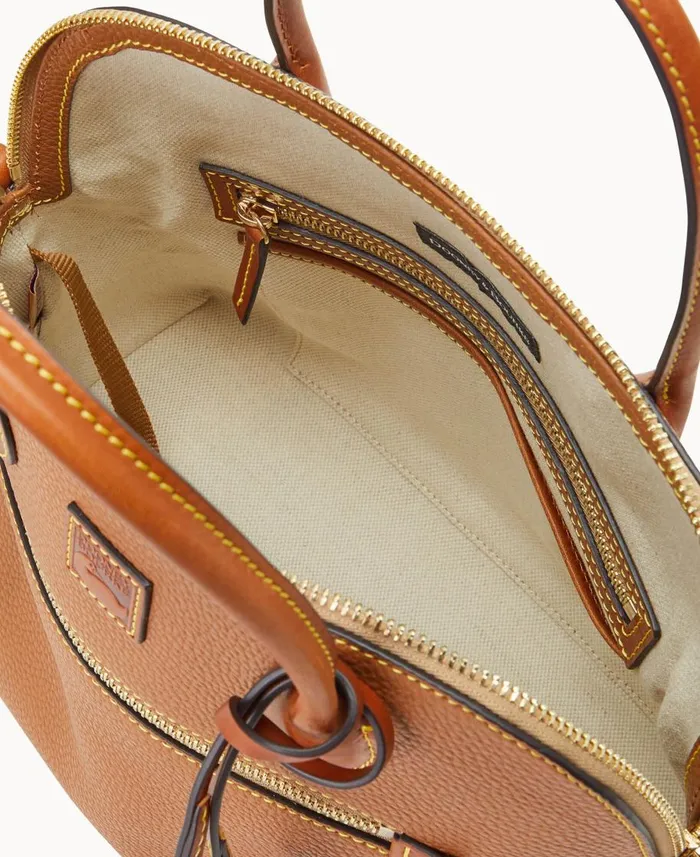 Dooney and Bourke Satchels Pebble Grain Large Domed Satchel Caramel 8211 WomenMen