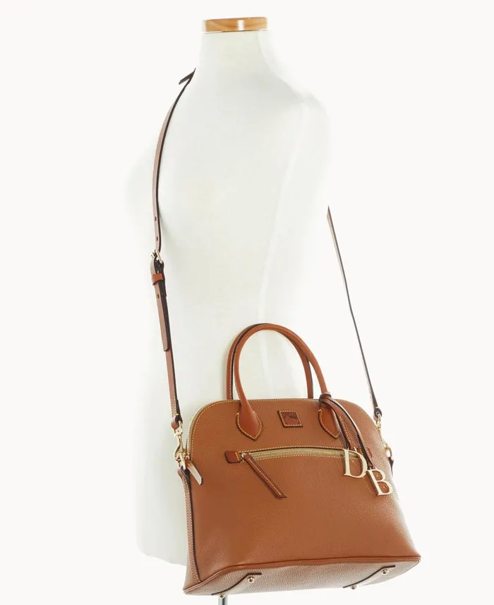 Dooney and Bourke Satchels Pebble Grain Large Domed Satchel Caramel 8211 WomenMen