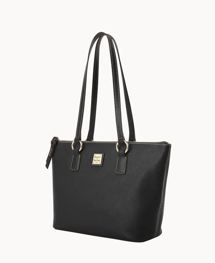 Dooney and Bourke Totes Pebble Grain Small Wren Zip Tote Black Black 8211 WomenMen