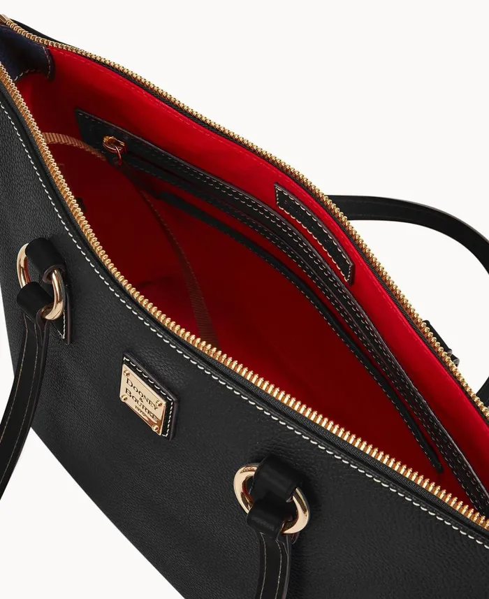 Dooney and Bourke Totes Pebble Grain Small Wren Zip Tote Black Black 8211 WomenMen