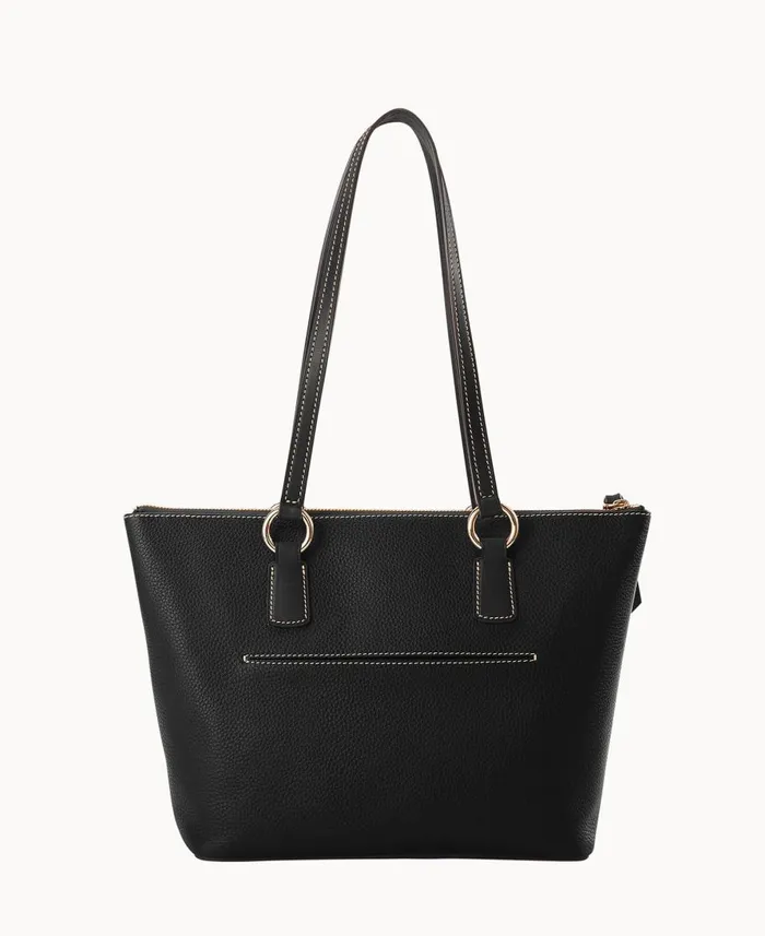 Dooney and Bourke Totes Pebble Grain Small Wren Zip Tote Black Black 8211 WomenMen