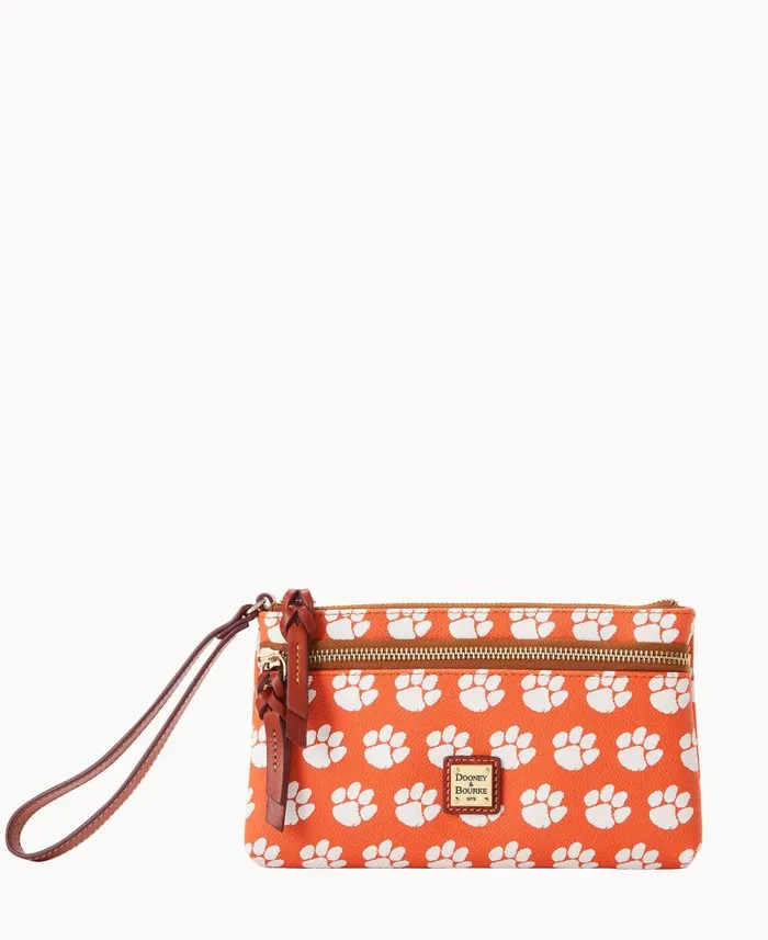 Dooney and Bourke Wallets Collegiate Clemson University Double Zip Wristlet Clemson University 8211 WomenMen