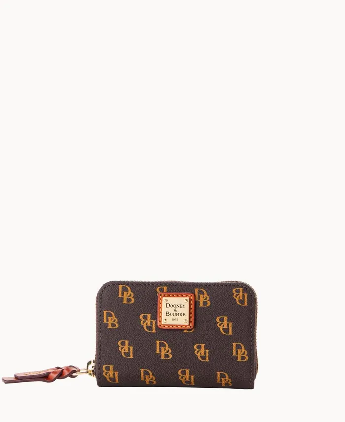Dooney and Bourke Wallets Gretta Large Zip Around Credit Card Case Brown Tmoro 8211 WomenMen