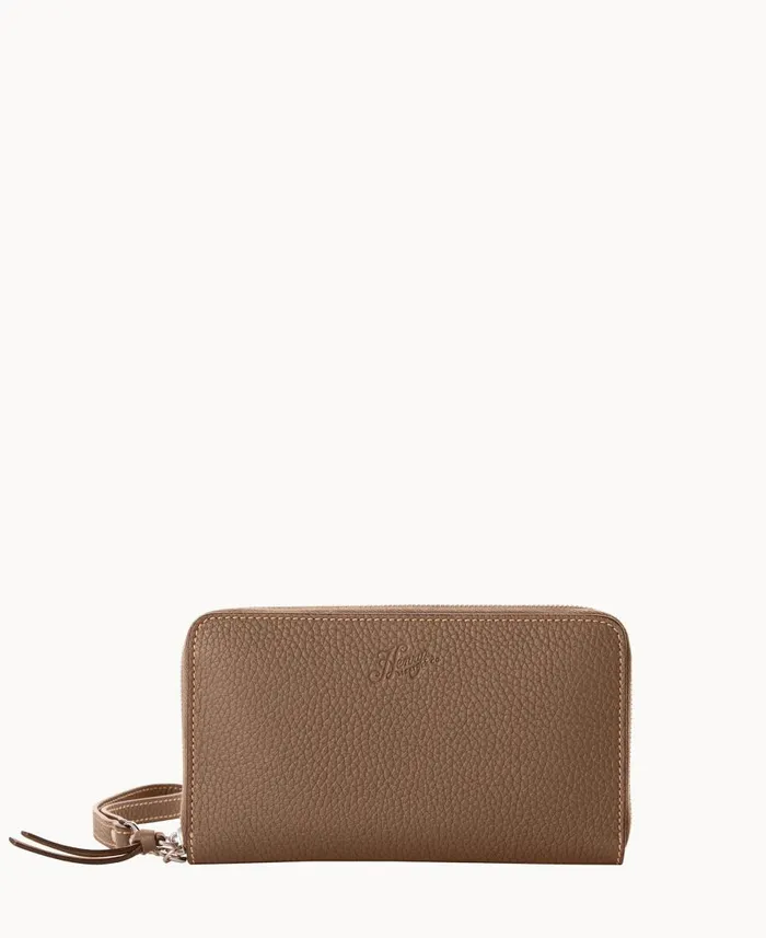 Dooney and Bourke Wallets Henrys Large Zip Around Wristlet Dark Taupe 8211 WomenMen