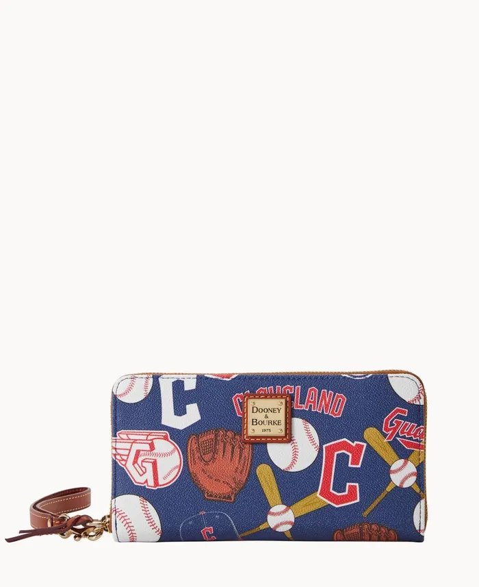 Dooney and Bourke Wallets MLB Guardians Large Zip Around Wristlet Guardians 8211 WomenMen