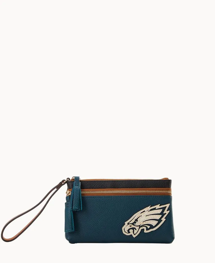Dooney and Bourke Wallets NFL Eagles Double Zip Wristlet Eagles 8211 WomenMen