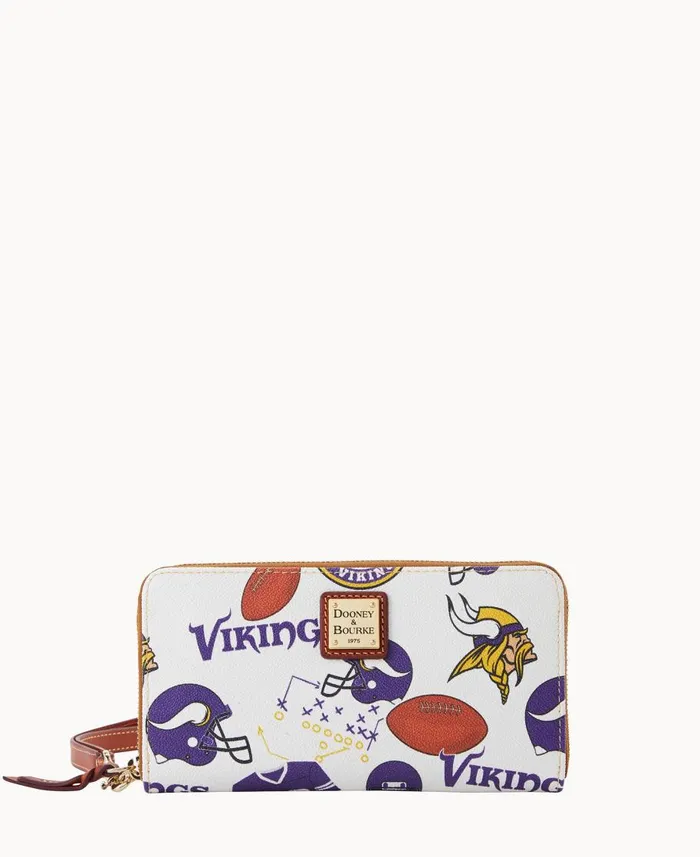 Dooney and Bourke Wallets NFL Vikings Large Zip Around Wristlet Vikings 8211 WomenMen