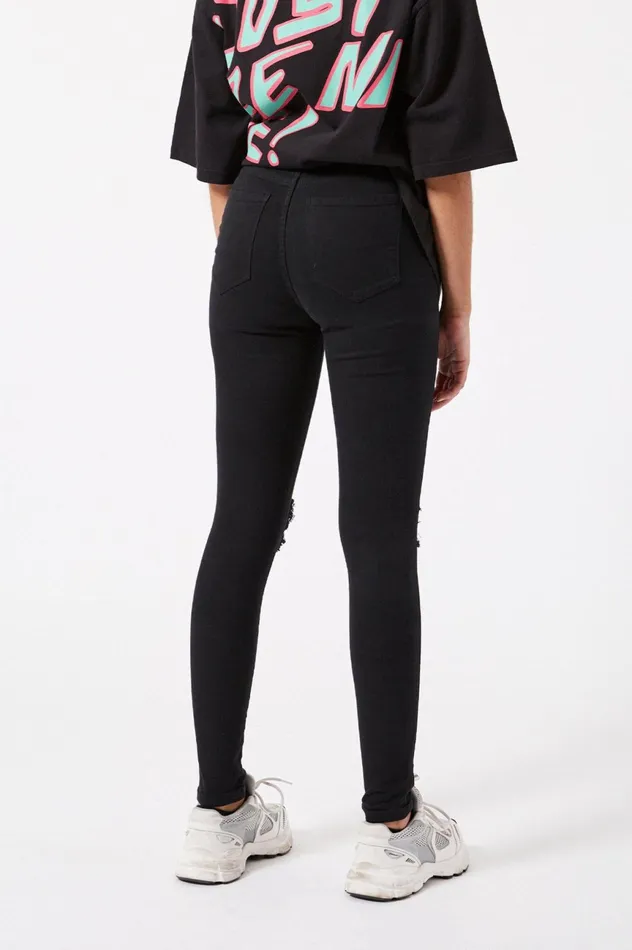 Dr Denim Super Skinny Women Moxy 8211 Black Ripped Knees Black Ripped Knees
