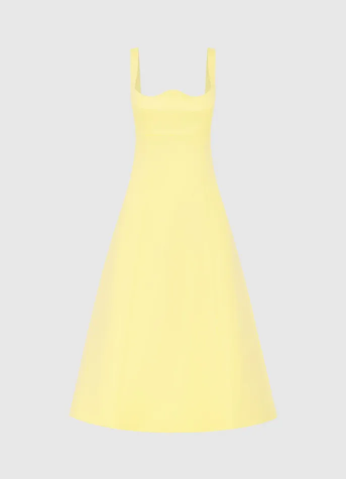 Dresses and Jumpsuits Odette Midi Dress 8211 Sorbet Yellow 8211 LEO LIN Women