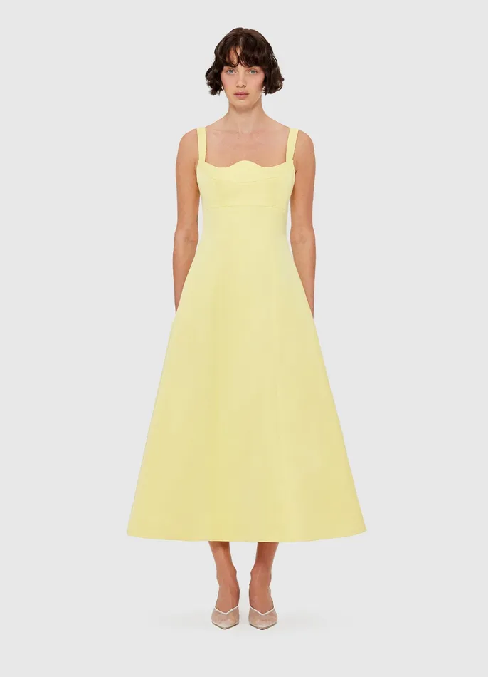 Dresses and Jumpsuits Odette Midi Dress 8211 Sorbet Yellow 8211 LEO LIN Women