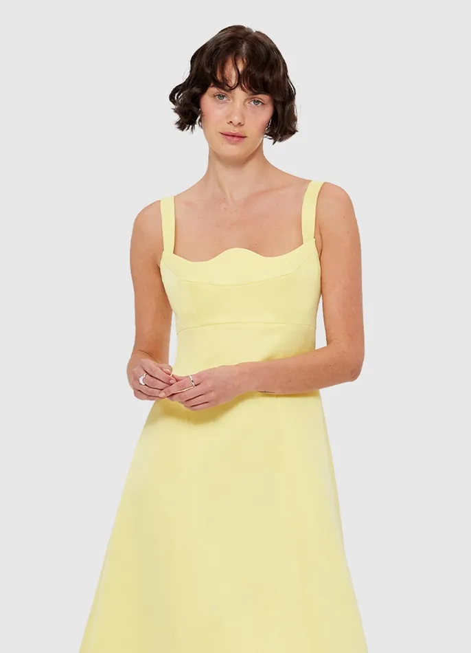 Dresses and Jumpsuits Odette Midi Dress 8211 Sorbet Yellow 8211 LEO LIN Women