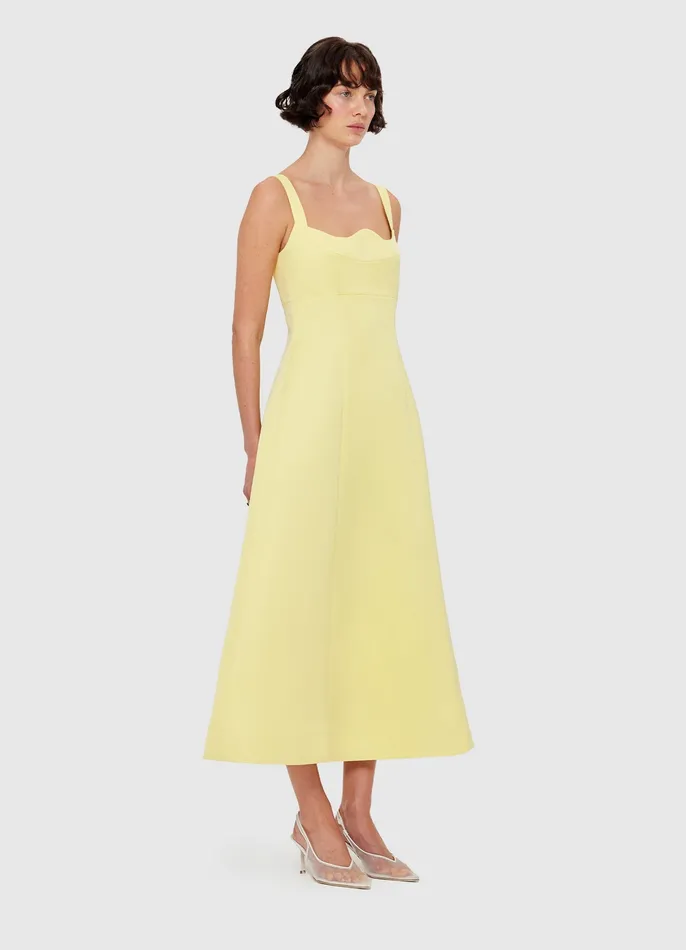 Dresses and Jumpsuits Odette Midi Dress 8211 Sorbet Yellow 8211 LEO LIN Women