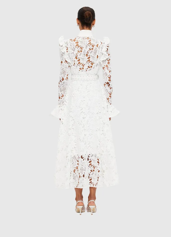 Dresses and Jumpsuits Women Aliyah Lace Butterfly Sleeve Midi Dress 8211 Snow LEO LIN