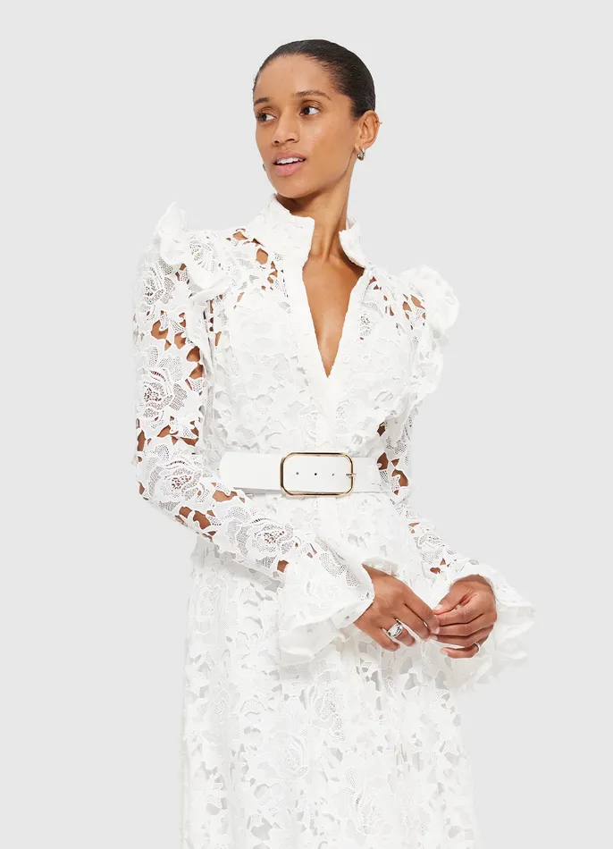 Dresses and Jumpsuits Women Aliyah Lace Butterfly Sleeve Midi Dress 8211 Snow LEO LIN