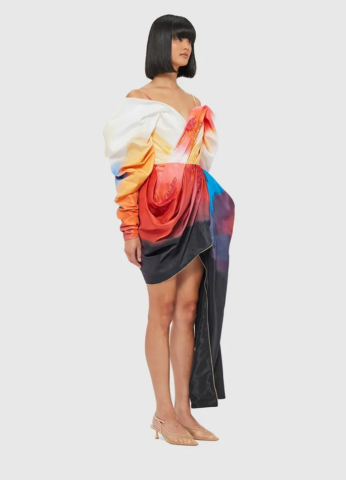 Dresses and Jumpsuits Women Danielle Draped Mini Dress 8211 Reminiscence Print LEO LIN