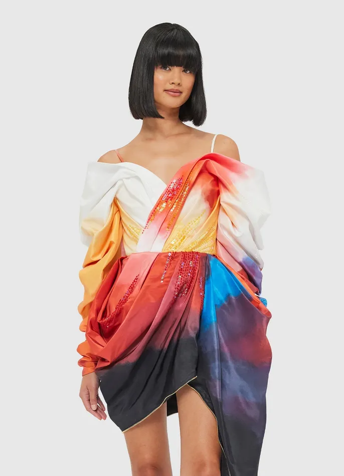 Dresses and Jumpsuits Women Danielle Draped Mini Dress 8211 Reminiscence Print LEO LIN