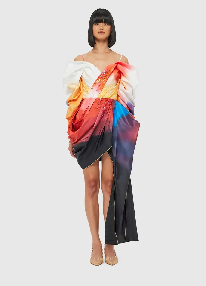 Dresses and Jumpsuits Women Danielle Draped Mini Dress 8211 Reminiscence Print LEO LIN