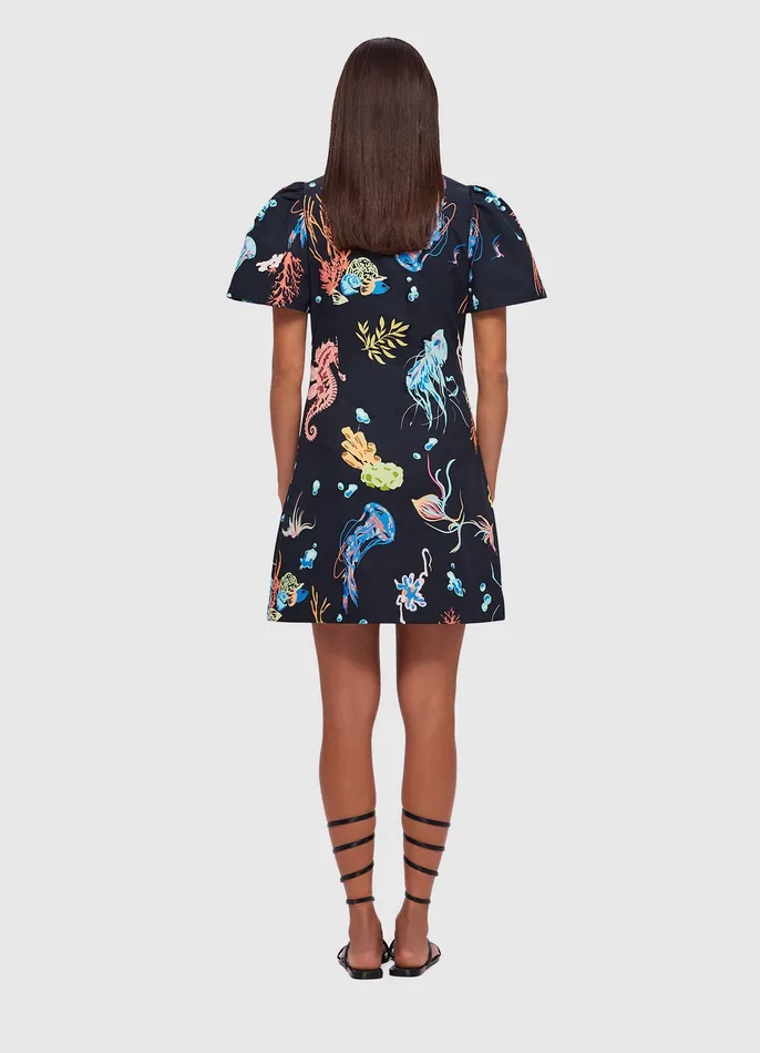Dresses and Jumpsuits Women LEO LIN Brooke Shirt Sleeve Mini Dress 8211 Twilight Print in Black