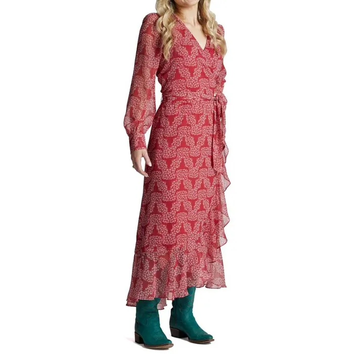 Dresses and Skirts Women Justin Boots Justin Wrap Maxi Dress Red