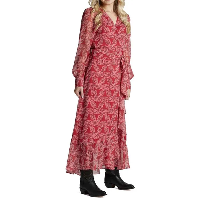 Dresses and Skirts Women Justin Boots Justin Wrap Maxi Dress Red
