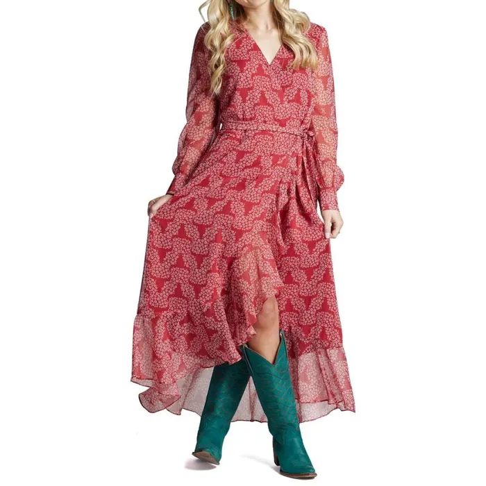 Dresses and Skirts Women Justin Boots Justin Wrap Maxi Dress Red