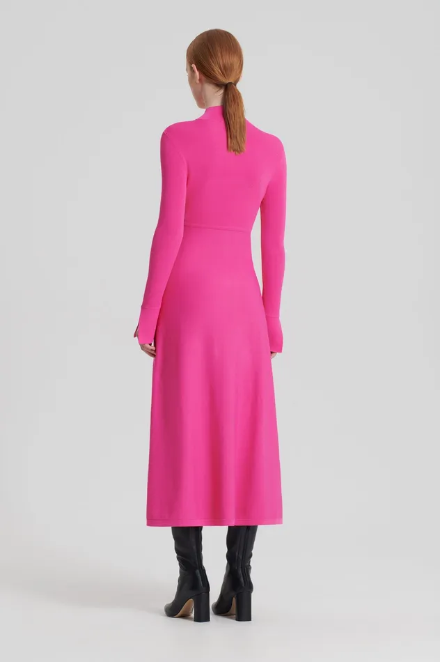 Dresses CREPE KNIT BUTTON POLO DRESS FUCHSIA Scanlan Theodore Women Dresses CREPE KNIT BUTTON POLO DRESS FUCHSIA Scanlan Theodore Women