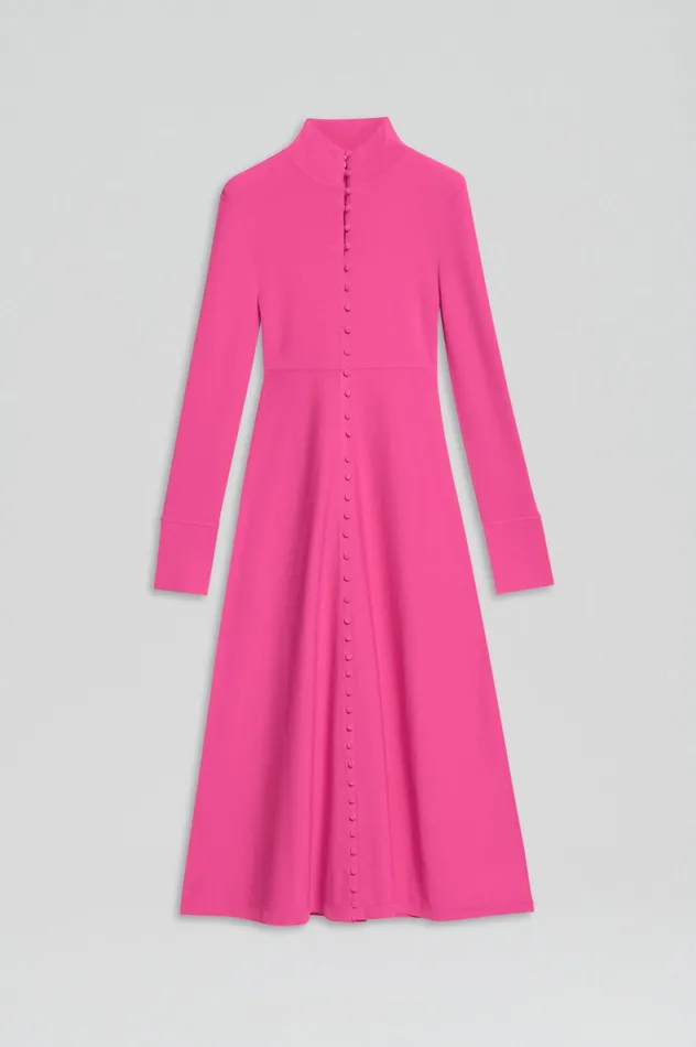 Dresses CREPE KNIT BUTTON POLO DRESS FUCHSIA Scanlan Theodore Women Dresses CREPE KNIT BUTTON POLO DRESS FUCHSIA Scanlan Theodore Women