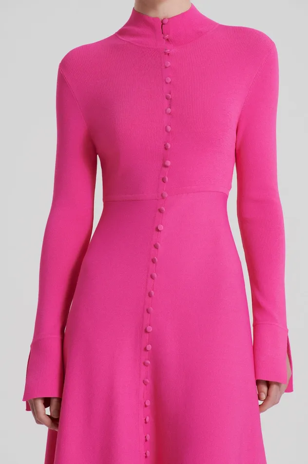 Dresses CREPE KNIT BUTTON POLO DRESS FUCHSIA Scanlan Theodore Women Dresses CREPE KNIT BUTTON POLO DRESS FUCHSIA Scanlan Theodore Women