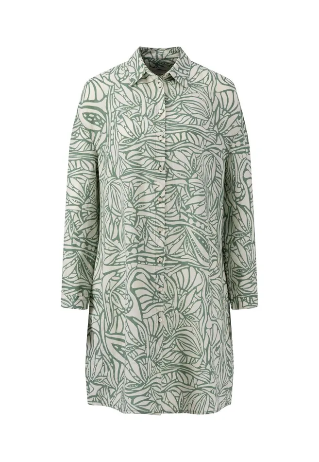 Dresses Women FYNCHHATTON Linen Shirt Dress With Botanical Print Reed Greensafari Beige Dresses Women FYNCHHATTON Linen Shirt Dress With Botanical Print Reed Greensafari Beige