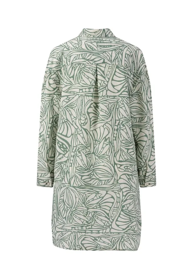 Dresses Women FYNCHHATTON Linen Shirt Dress With Botanical Print Reed Greensafari Beige Dresses Women FYNCHHATTON Linen Shirt Dress With Botanical Print Reed Greensafari Beige