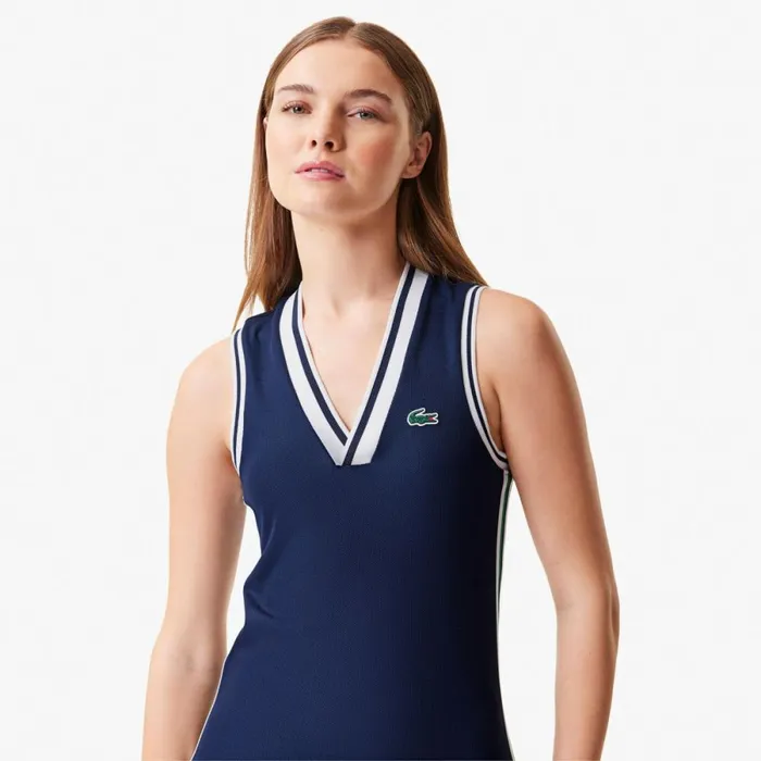 Dresses Women Lacoste Women039s Sport Dress With Removable Piqu Shorts Navy Blue 423